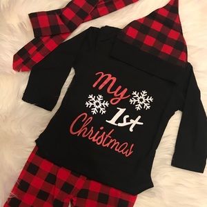 NWT My 1st Christmas 4 Pc Red/Black Plaid Outfit